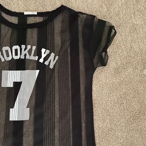 Sheer black and white graphic t shirt